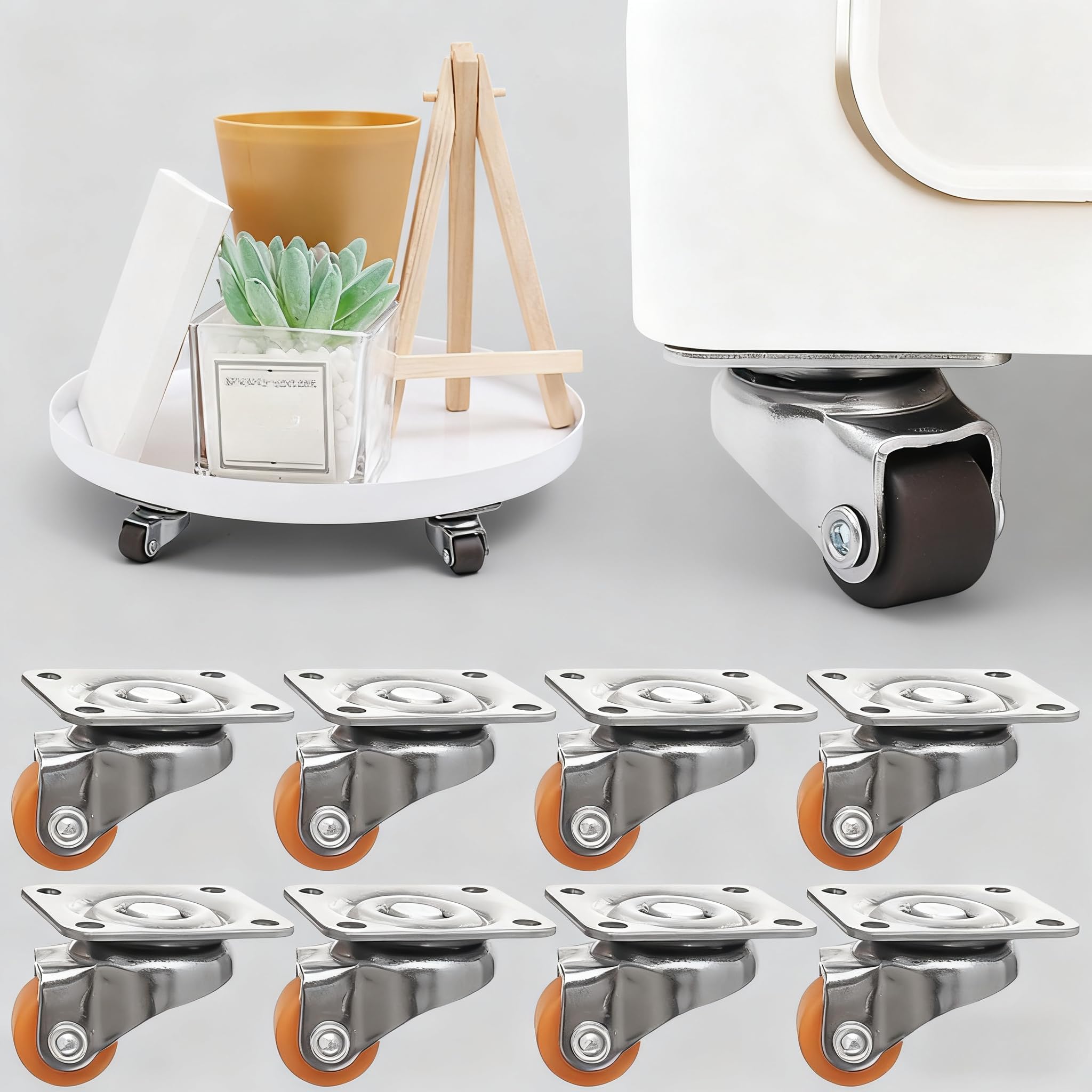 4pcs Self Adhesive Caster Universal Mini 360° Swivel Furniture Wheel with Brake 