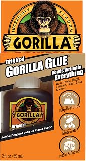 Gorilla Original Gorilla Glue, Waterproof Polyurethane Glue, 2 Ounce Bottle, Brown, (Pack of 1)