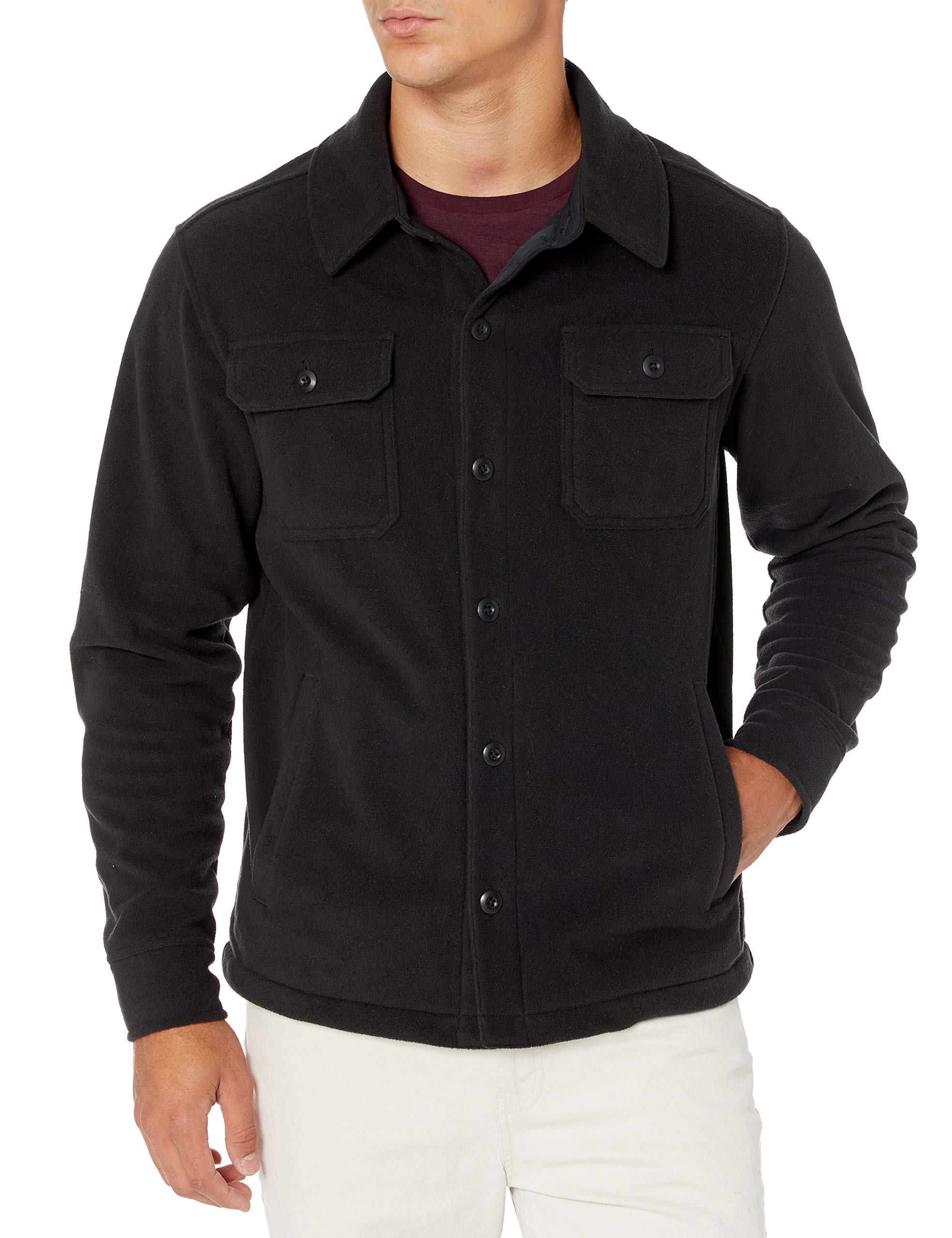 Amazon Essentials Men's Long-Sleeved Polar Fleece Shirt Jacket for Winter