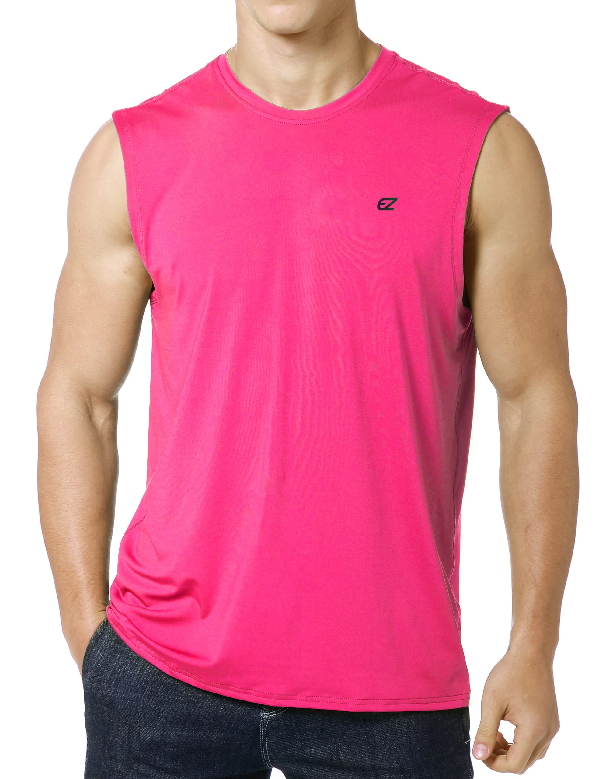 EZRUN Mens Workout Shirts Sleeveless Quick Dry Muscle Swim Shirt Gym Fitness Run