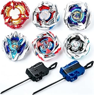 Cunjxtan X Battle Blade Gyro Set, 6 Spinning Tops & 2 Ripcord Launchers | Battle Blades Toys for Kids Ages 6-12, Two-Player Gaming Top Toys for Friendly Competition
