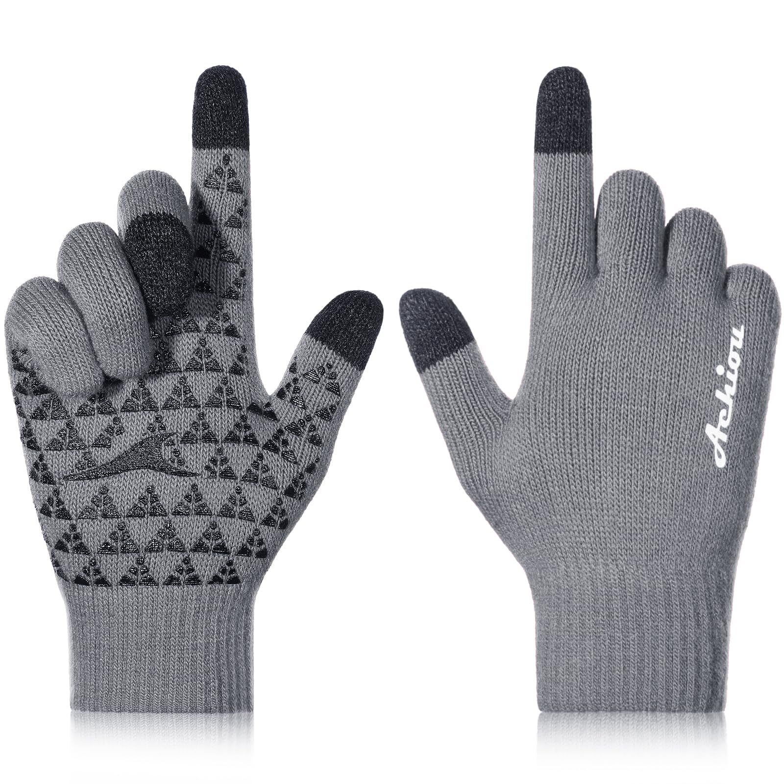 Achiou Winter Gloves for Men and Women, Touchscreen Soft Knit Gloves