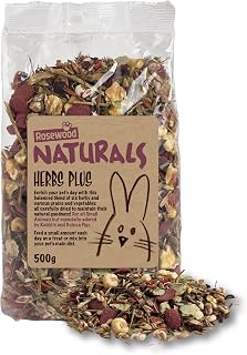 Rosewood Naturals Herbs Plus, Small Animal Treat for Rabbits, Guinea Pigs, Chinchillas, Degus, Hamsters, Gerbils, Mice and Rats, 500g