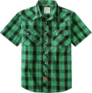 Dubinik® Pearl Snap Western Shirt for Men Short Sleeve 2 Sawtooth Pocket