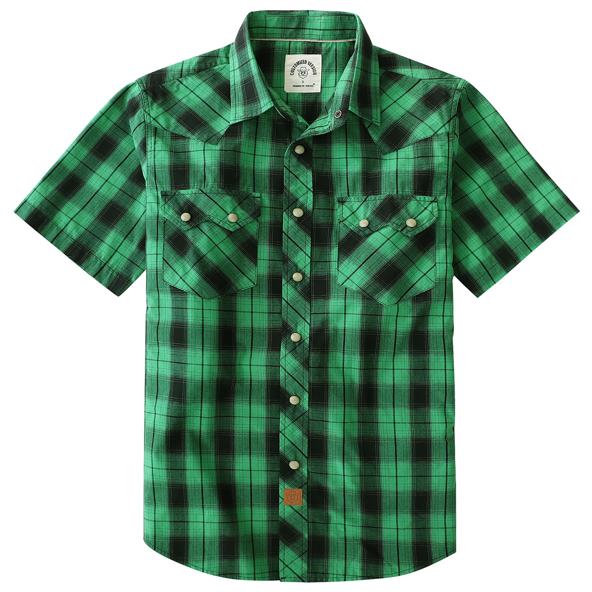 Dubinik® Pearl Snap Western Shirt for Men Short Sleeve 2 Sawtooth Pocket