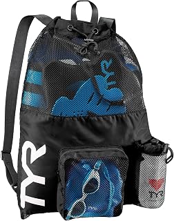 TYR Big Mesh Mummy Backpack - Ventilated Swim Gym and Workout Gear Bag