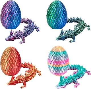 4 PCS 3D Printed Dragon Egg, Mythical Creature Collection with Articulated Design, Fantasy Themed Decorative Pieces for Desktop Display and Creative Scenes, Detailed 3D Printed Animals Figures