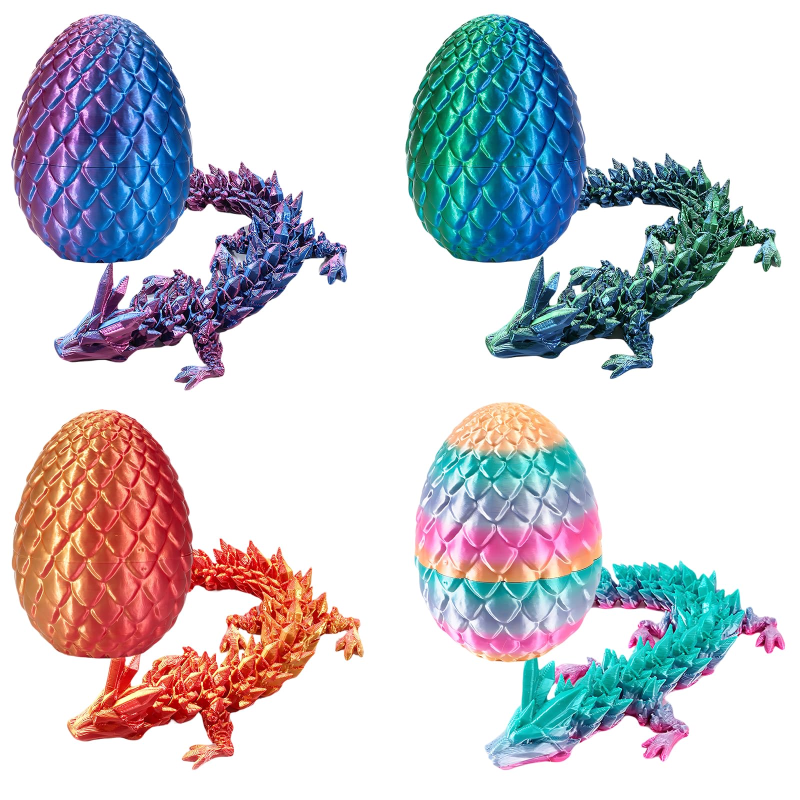 4 PCS 3D Printed Dragon Egg, Mythical Creature Collection with Articulated Desig