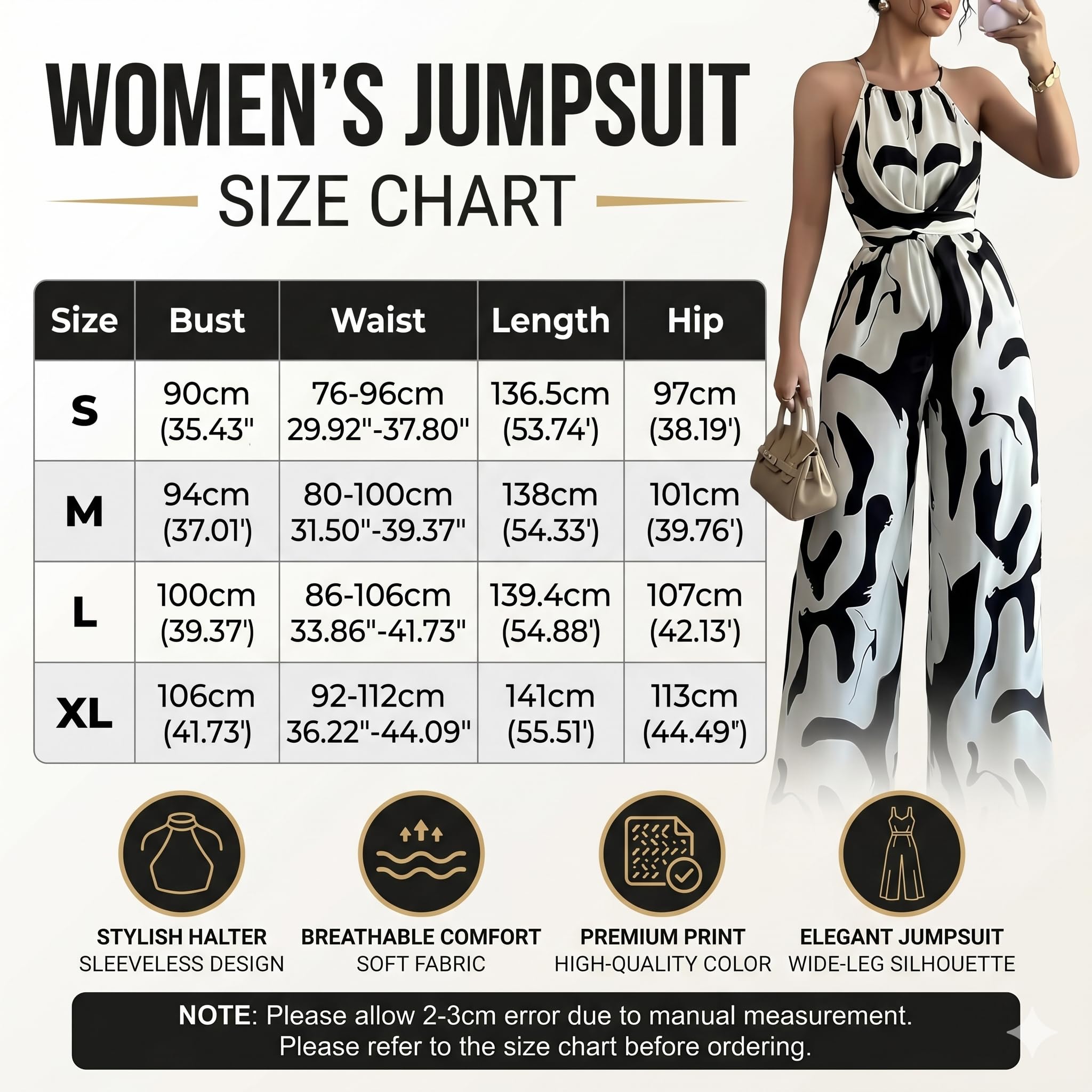 Women Summer Jumpsuit with Straps Milk Print Halter Neck Romper with Tie Detail 