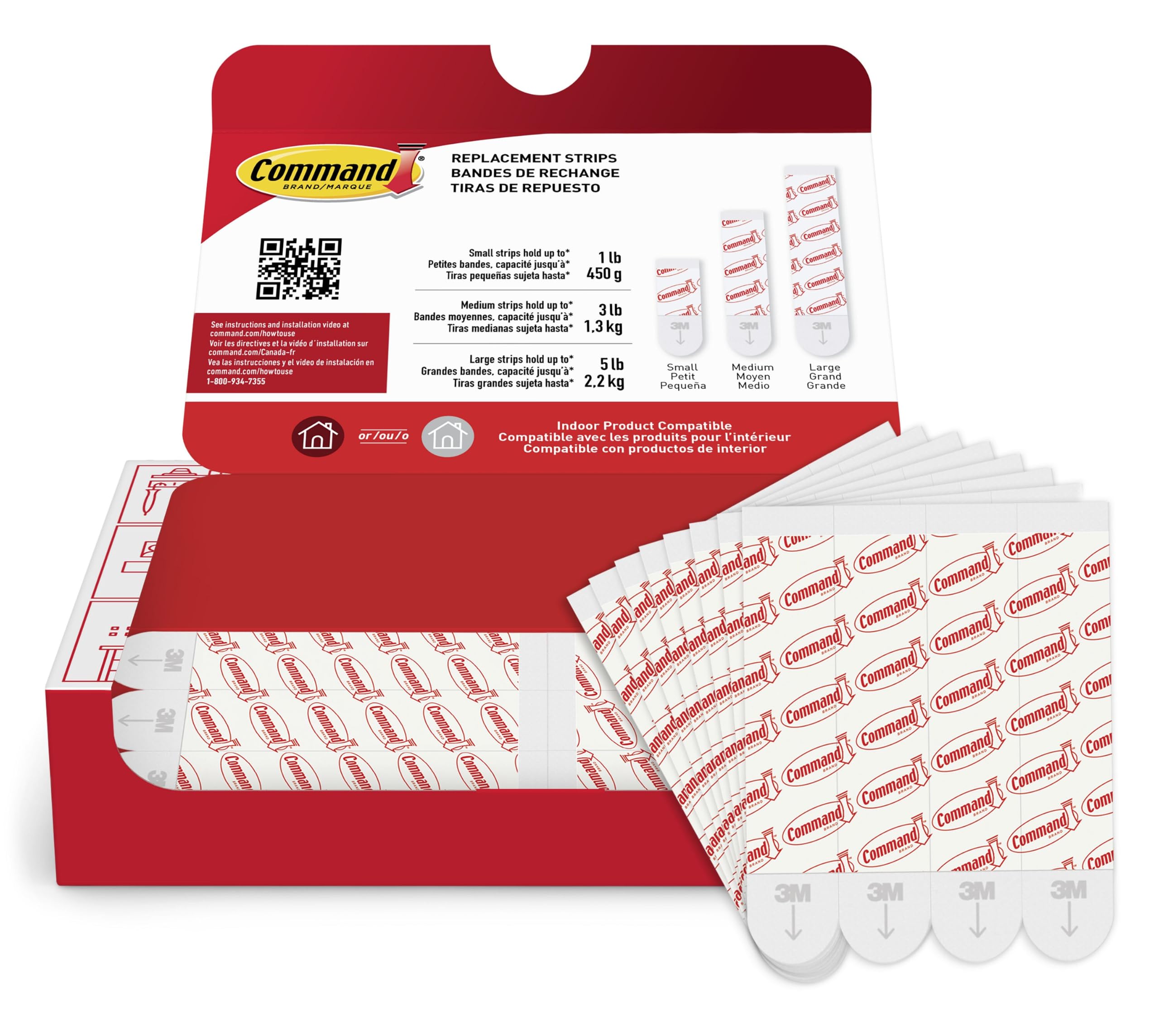 Command Indoor Large Replacement Strips, 20 Strips | Replacement Strips, Holds u