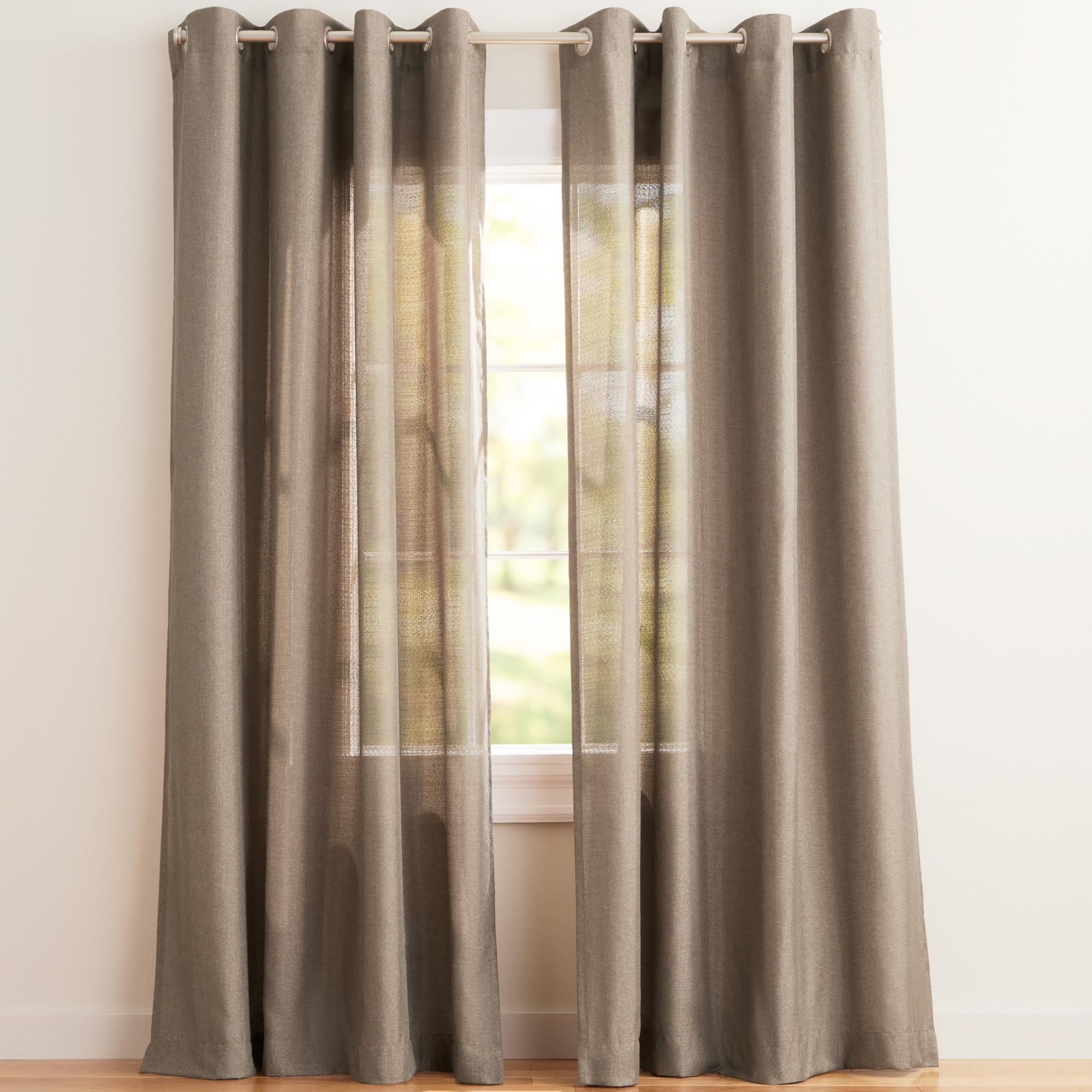 Exclusive Home Curtains Grommet Top Window Curtain Panel Pair, Polyester, Cafe, 
