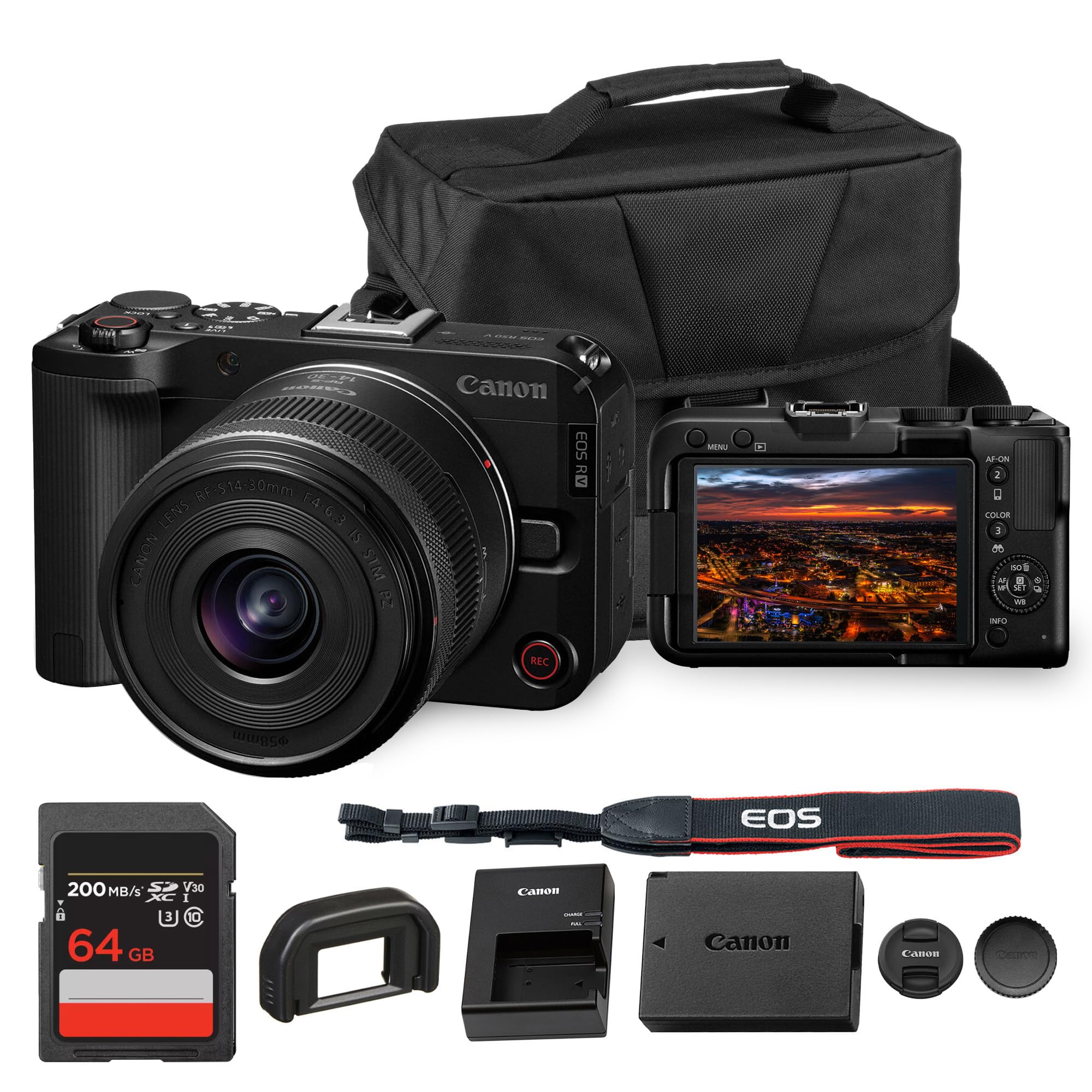 Canon EOS R50 V Mirrorless Camera with 14-30mm Lens Bundle | For Vlogging & Cont