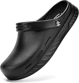 FitVille Wide Fit Clogs Mules Men's Garden Shoes with Removable Soft Insole Work Shoes with Arch Support for Pharmaceutical Food Industry Hospital