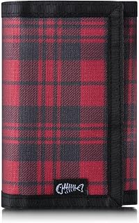 Men's Nylon Trifold RFID Wallet with ID Window, Slim Security Wallet for Card Cash Holder, Modern Fashion Stylish Wallet Gifts for Teen Boys and Men, One Size, M11-Block Red, RFID-Blocking