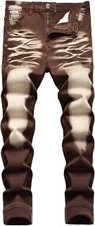 JUNBAOSS メンズ スリムフィット ジーンズ ストレッチ リップド スキニージーンズ 男性用 ファッション ストレート レッグ コンフォート フレックス ウエスト カジュアルパンツ