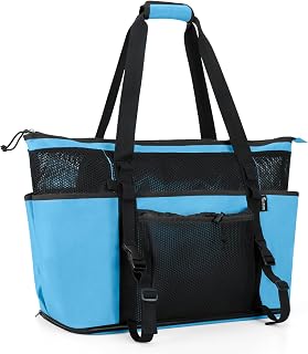 Fasrom Extra Large Mesh Beach Bag with Zipper Bottom, Family Beach Tote Bag