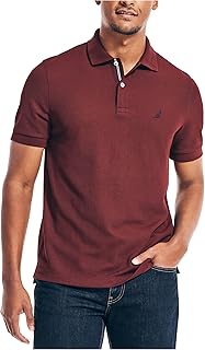 Nautica Men's Classic Short Sleeve Solid Performance Deck Polo Shirt