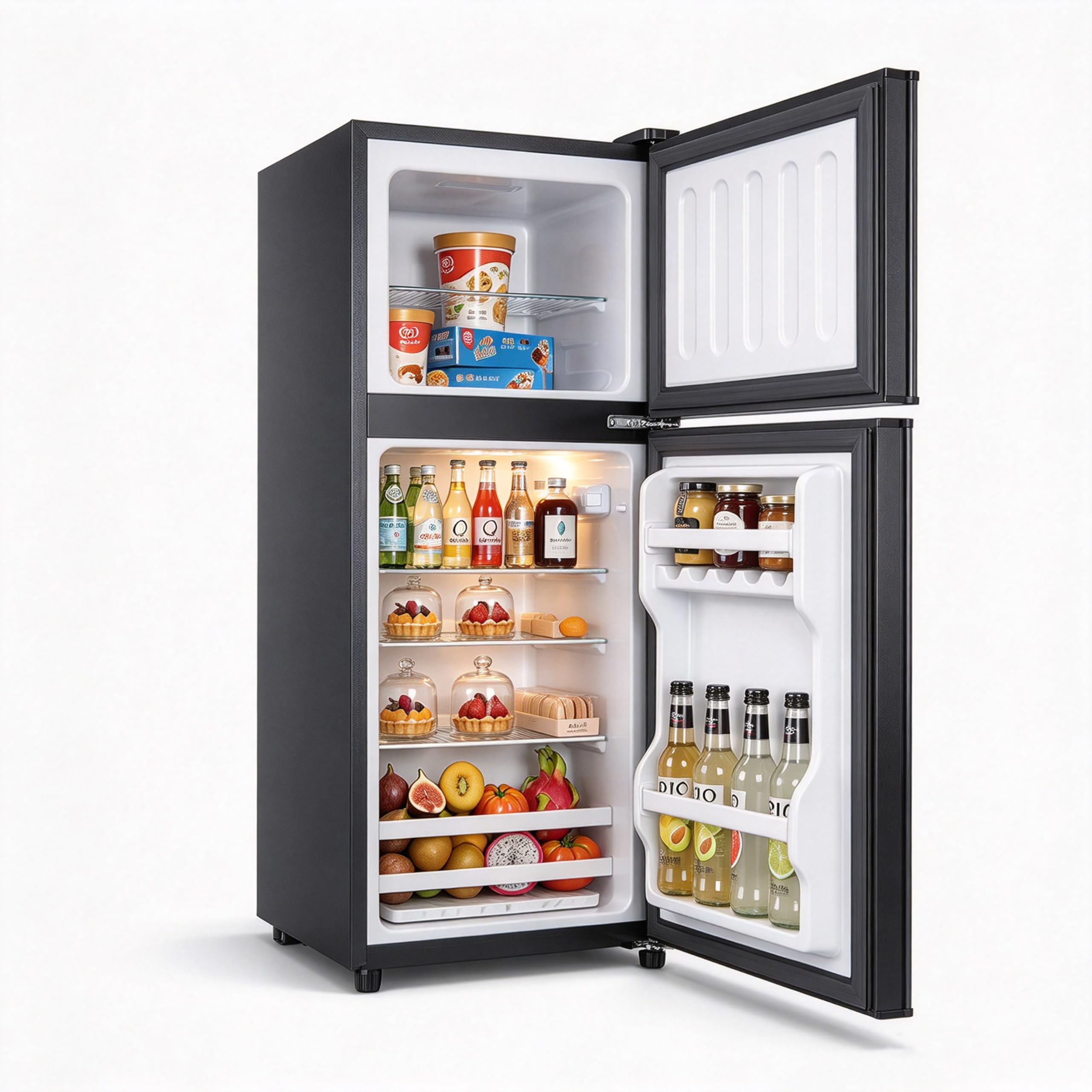 WINRIZZ 76L Personal Double-Door Mini Fridge with Freezer, Blue | 2.7 Cu.ft, Tin