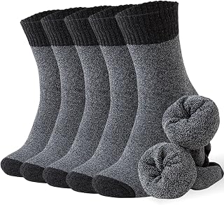 VoJoPi Mens Thermal Socks 5 Pairs Warm Wool Winter Cushioned Thick Socks