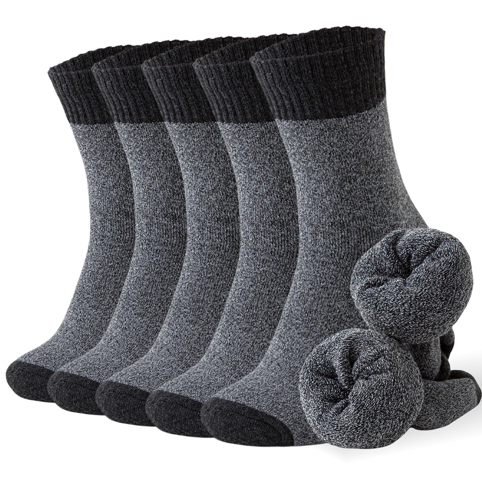VoJoPi Mens Thermal Socks 5 Pairs Warm Wool Winter Cushioned Thick Socks