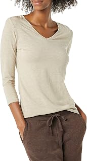 Amazon Essentials Women's Regular-Fit 3/4 Sleeve V-Neck T-Shirt (Available in Plus Size)