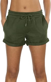 icyzone Women's Gym Shorts High Waist Cotton Sports Shorts with Pockets Short Trousers for Running Running Fitness