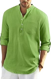 Enlision Men's Cotton Linen Shirt, Summer Shirt, Men's Shirt, Long Sleeve, Regular Fit, Casual Shirt, Shirts