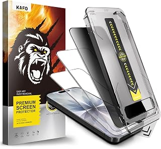 3-Pack 9H+ Tempered Glass Screen Protector for iPhone [2x HD Clear + 1x Privacy] | Military-Grade Shatterproof | No-Dust Installation Kit (17pro max)