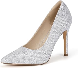 IDIFU IN4 - Zapatos de tacón alto para mujer, puntera cerrada, punta puntiaguda, zapatos de vestir para boda, graduación, novia, trabajo, oficina, negocios, moda, sexy, cómodos, zapatos elegantes