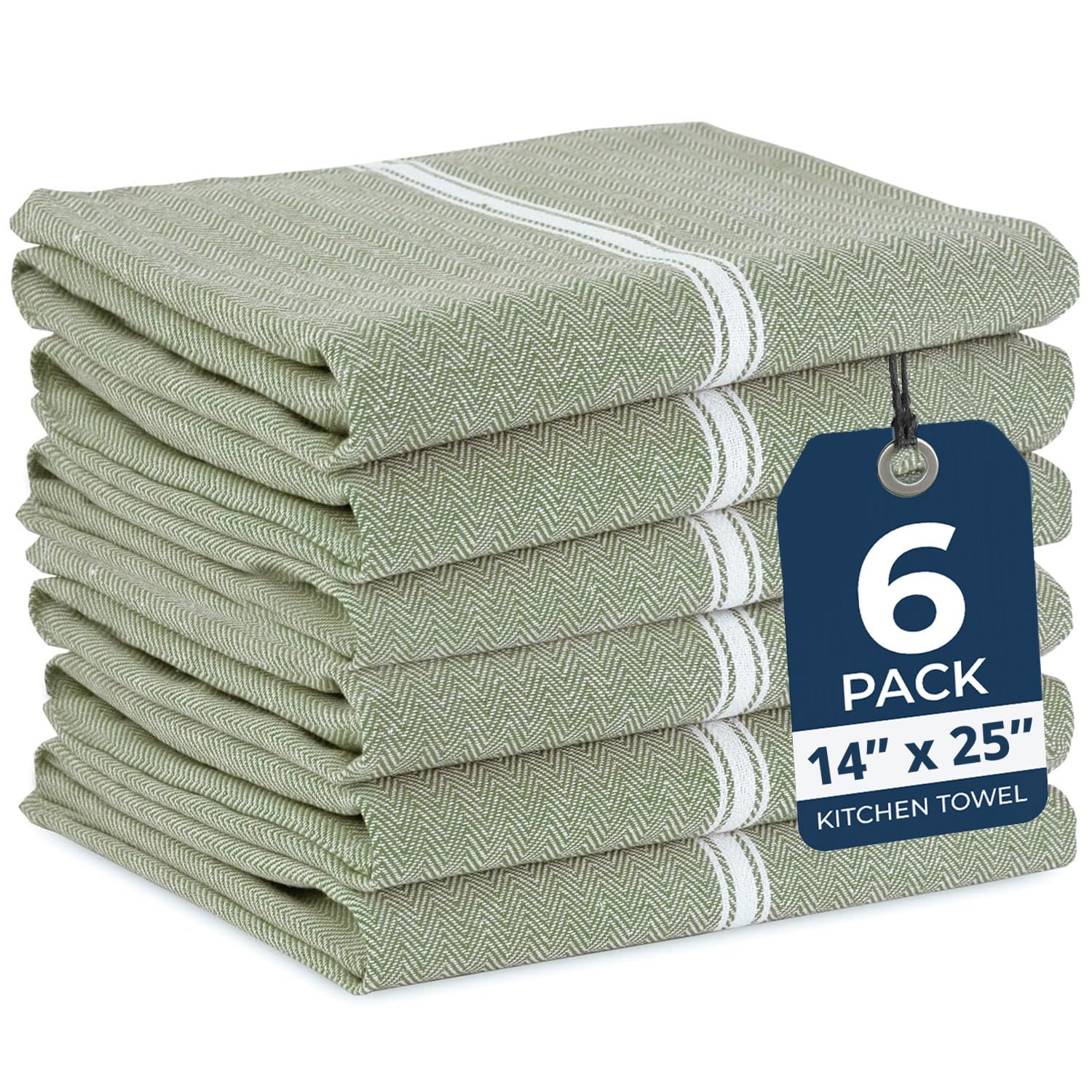LANE LINEN Dish Towels for Kitchen 100% Cotton Absorbent Lint-Free 6 Pack | For 