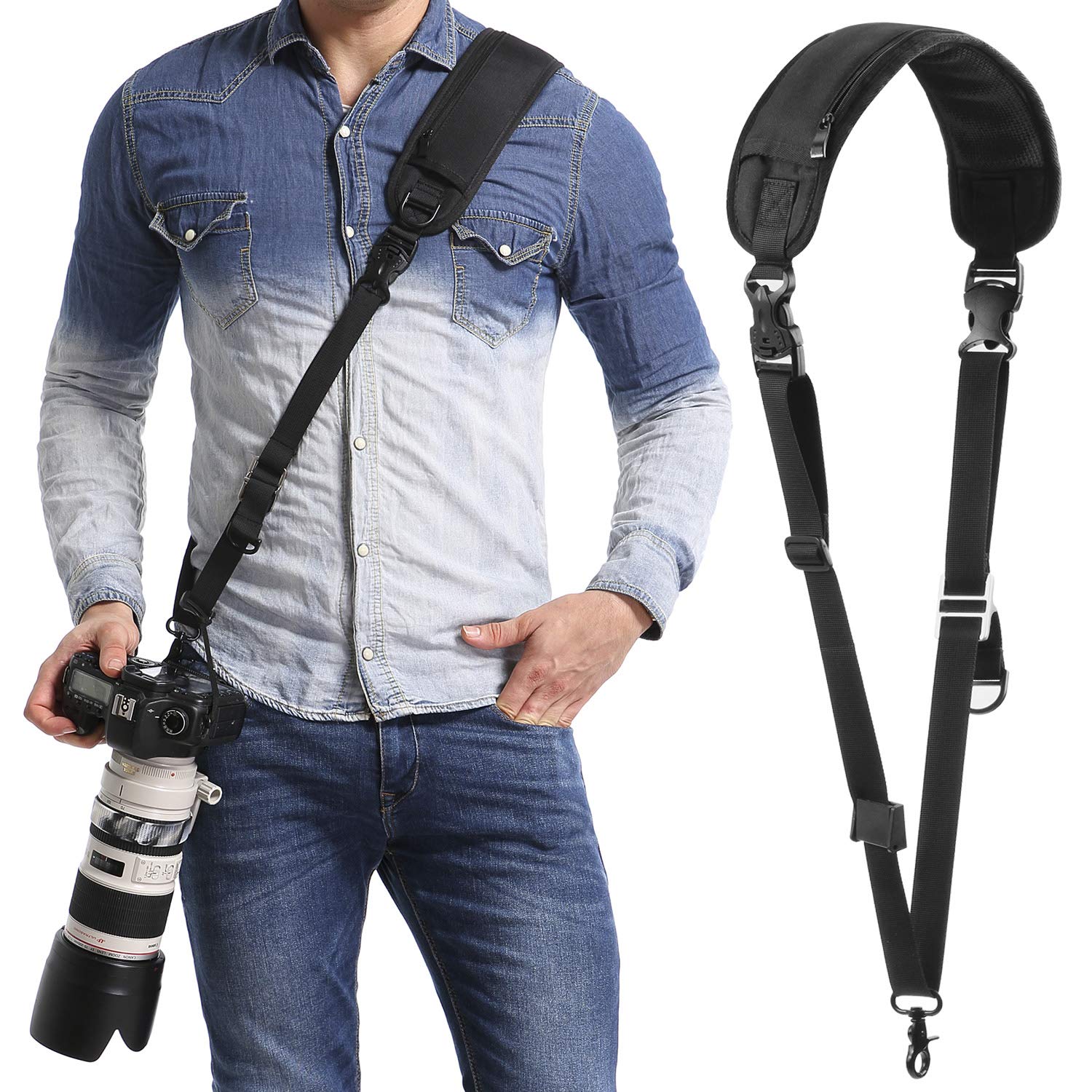 waka Rapid Camera Neck Strap with Quick Release and Safety Tether | Adjustable C