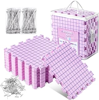 Opstin Knitting Blocking Mats and Pins, Interlocking Blocking Boards for Crochet Projects 0.75'' Extra Thick Blocking Mats with 150 T-Pins and Storage Bag