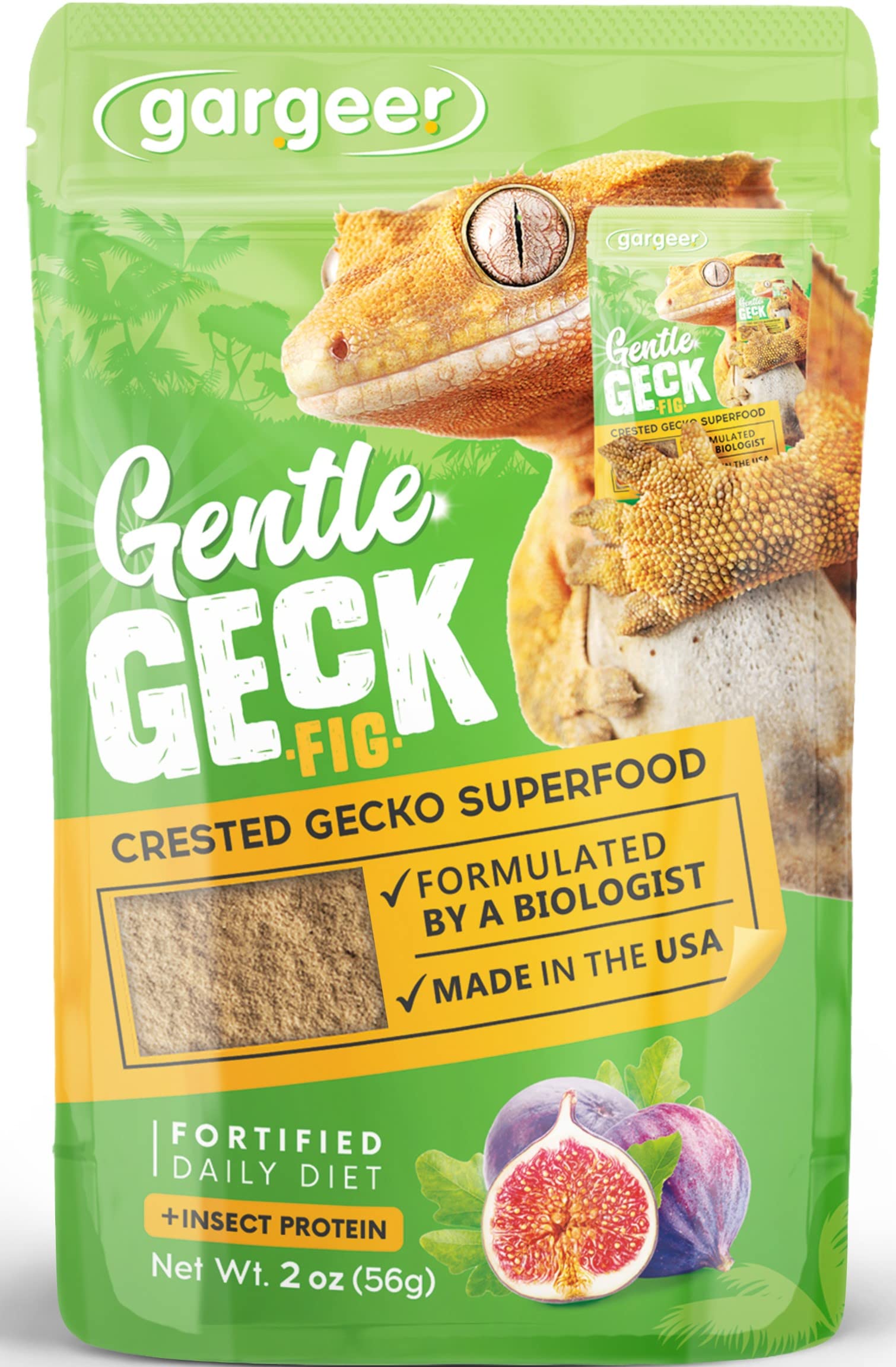 Gargeer 2oz Complete Crested Gecko Food Diet. Premium Mix, Ready to Use Freshly 