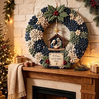 3D Fabric Poke Wreath DIY Kit, Christmas Wreath DIY Craft Kits for Adults | 3D Fabric Poke Art Craft Kit for Beginner-Friendly, Holiday Wreath Making Kit, Christmas Decorations Door &amp; Wall Decor
