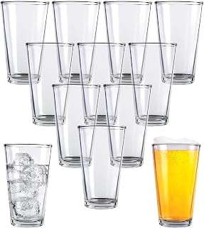 Kitchen Lux Clear Glass Beer Glasses, Multipurpose 16 Oz, Elegant Design for Home and Kitchen, Lead and BPA Free, Great for Restaurants, Bars, Parties