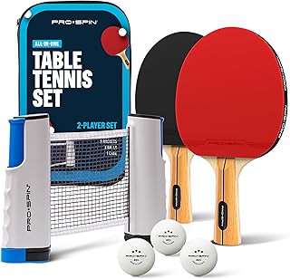 PRO-SPIN Portable Table Tennis Set | Premium All-in-One Kit with Retractable Table Tennis Net for Any Table, Bats, 3-Star Ping Pong Balls & Storage Case
