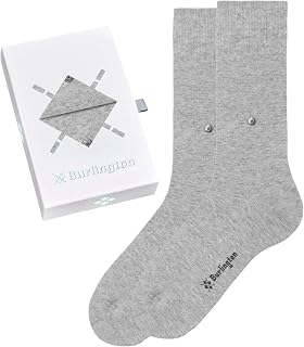 Burlington Men's Basic Uni Gift Box Socks Breathable Cotton Reinforced Hard-Wearing Soft Flat Seam For Pressure-Free Toes Plain For Dress Casual Business Looks Multipack 2 Pairs