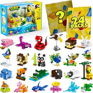 Glikid 24 Pack Party Favors for Kids, Mini Animal Building Block Blind Bags | Individually Packaged For Easy Sharing, Goodie Bag Stuffers, Treasure Box Toys For Classroom Prizes, Kids Ages 6-12