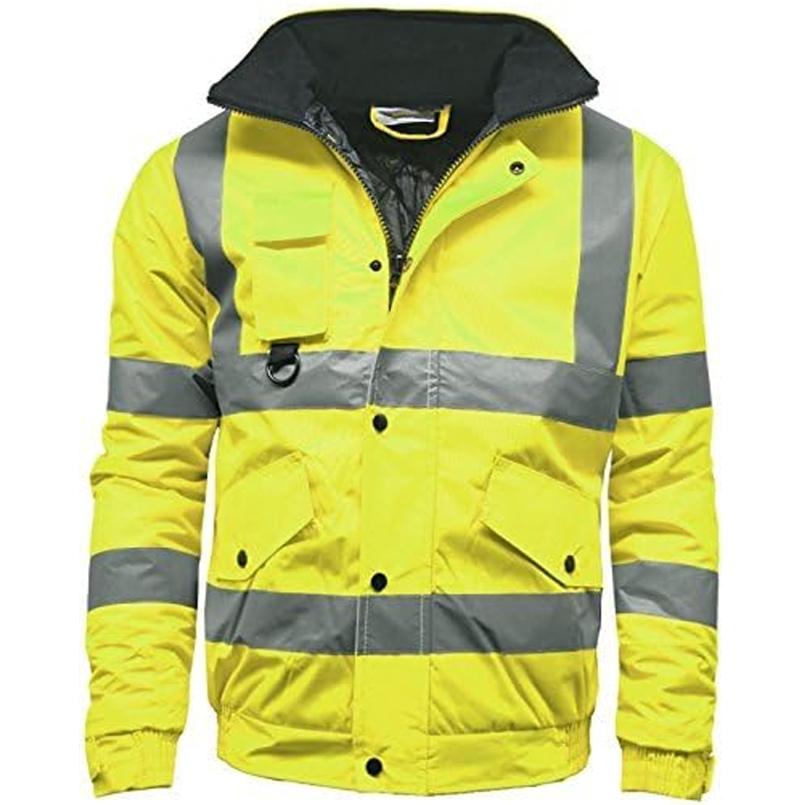 Hi Vis Viz Bomber Jacket High Visibility Workwear Two Tone Safety Security Hoode