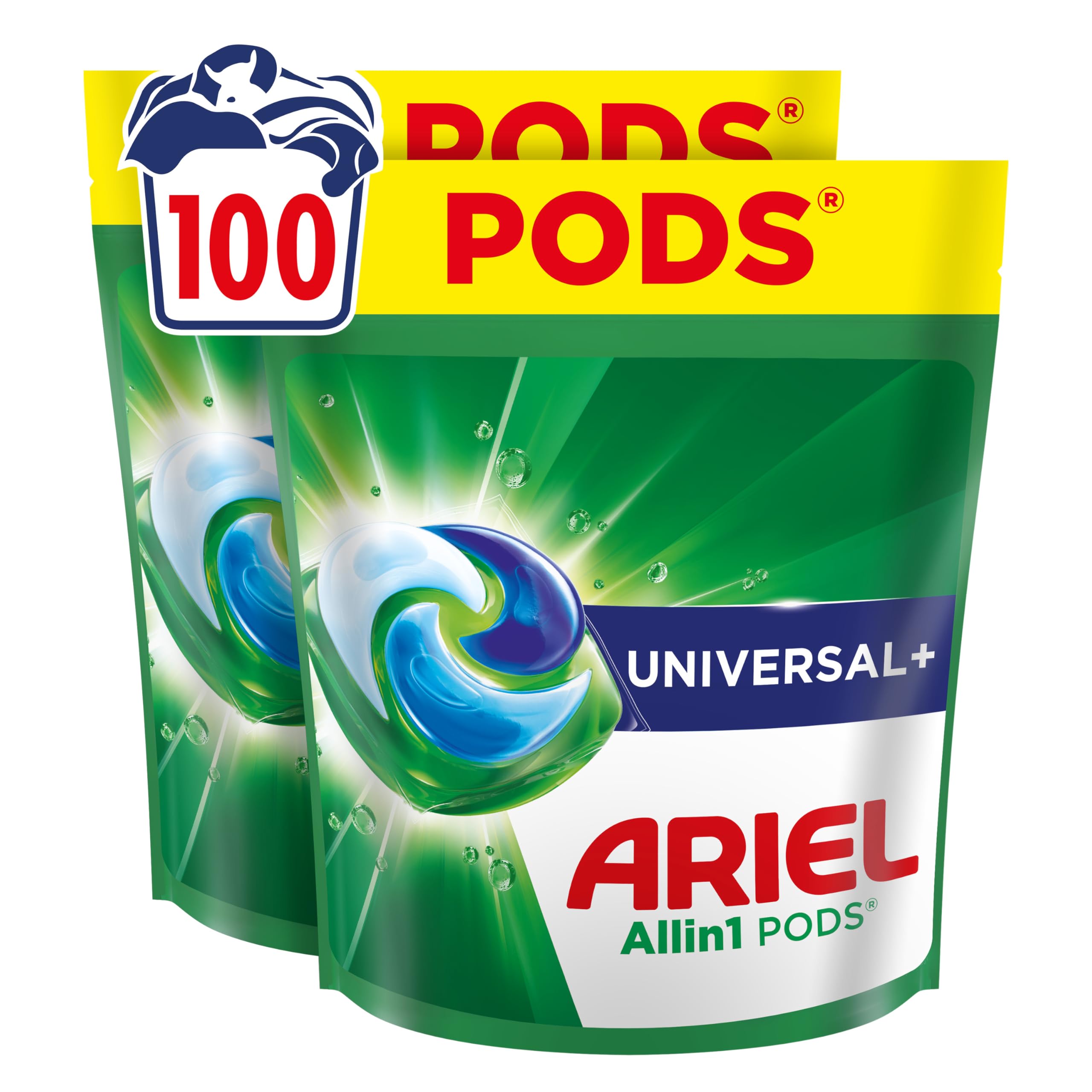 Ariel Pods Universal+ Detergent 100 Washes | With stain-away power from the 1st 