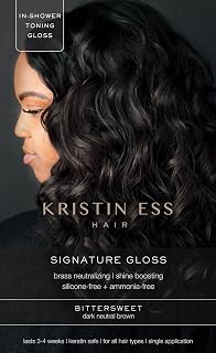Kristin Ess Hair Gloss in Bittersweet Dark Brunette - 4 Wk Semi Permanent Hair Color for Women - Dark Brown Color Depositing Conditioner &amp; Toner for Vibrant Color + Shine - Hair Dye Glaze - Vegan