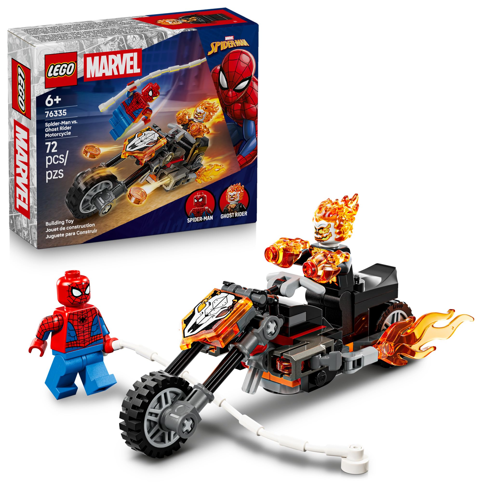 LEGO Marvel Spider-Man vs. Ghost Rider Motorcycle 76335 | Building Toys for Boys