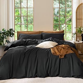 MooMee Duvet Cover Set 100% Washed Cotton Linen Like Full
