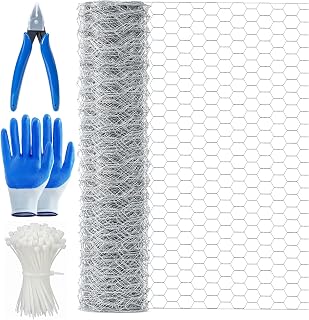 Chicken Wire 40CM x 10M, Chicken Wire Mesh Roll, Anti-Rust Hexagonal Galvanized Chicken Wire Mesh for Pet Rabbit Chicken Fencing