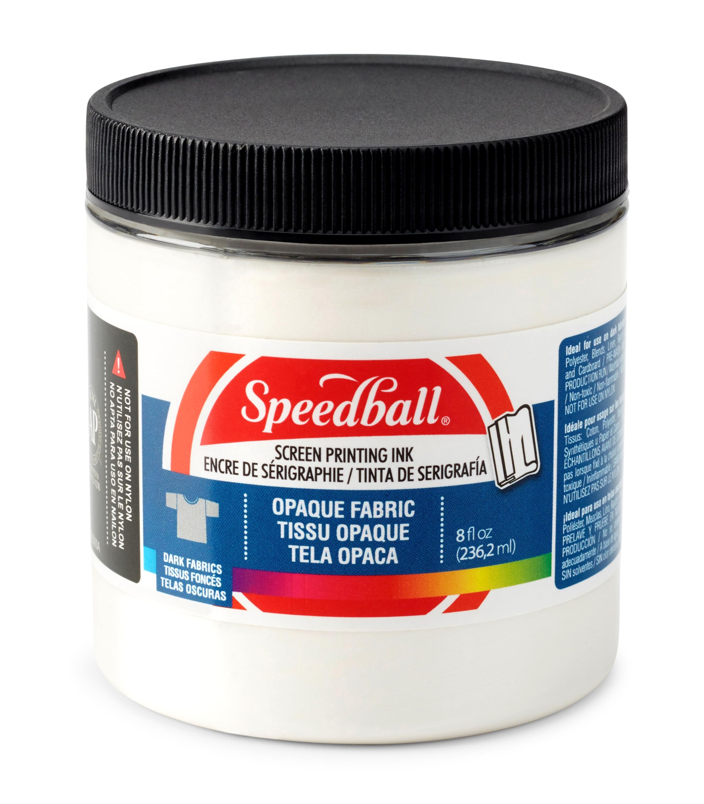 Speedball Opaque Iridescent Fabric Screen Printing Ink, 8-Ounce, Pearly White