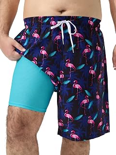 Arcweg Mens Big and Tall Swim Trunks with Mesh Liner 9 inch Plus Size Quick Dry Bathing Suits Swim Shorts for Men 1X-6X