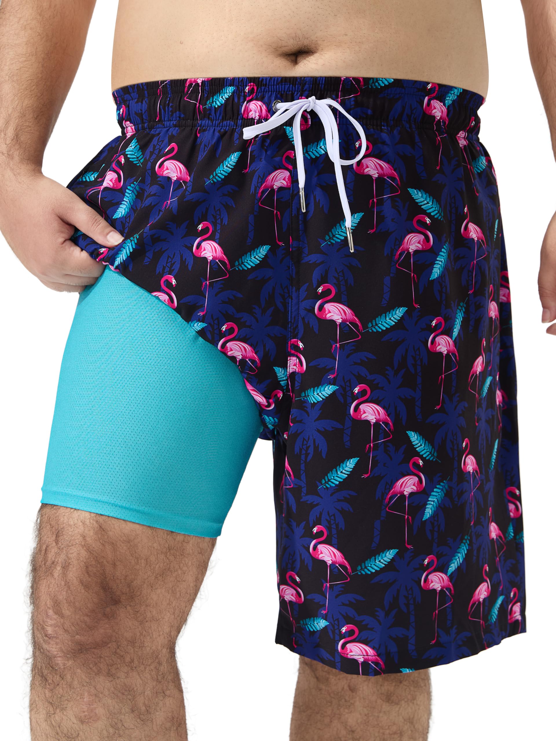 Arcweg Mens Big and Tall Swim Trunks with Mesh Liner 9 inch Plus Size Quick Dry 