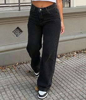 Women Jeans Wide Leg High Waist Straight Leg Jeans Vintage Y2K