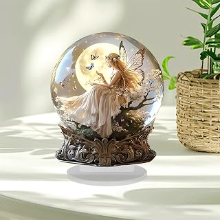 Enchanted Fairy with Acrylic Globe Desk Decoration Suitable for Living Room Office Home Decoration Gift Idea Halloween Christmas Birthday Anniversary Valentines Day