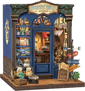 CUTEBEE Book Nook Kit - DIY Miniature House Dollhouse Kit for Adults, Booknook Tiny House Bookshelf Decor 3D Wooden Puzzle, Gifts for Family, Friends (Journey Trace Bookshop)